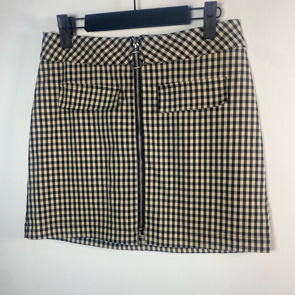 Urban Outfitters Checkered Mini Skirt with Front Zipper